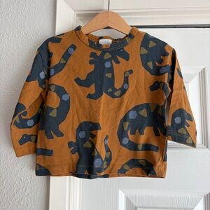 Zara Baby Kids Dinosaur Print Long Sleeve Tee - Brown
